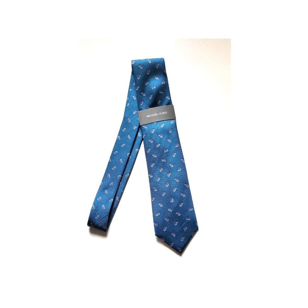 NWT MK Michael Kors Men's Long Slim Slender Tie 100% Silk Turquoise One Size